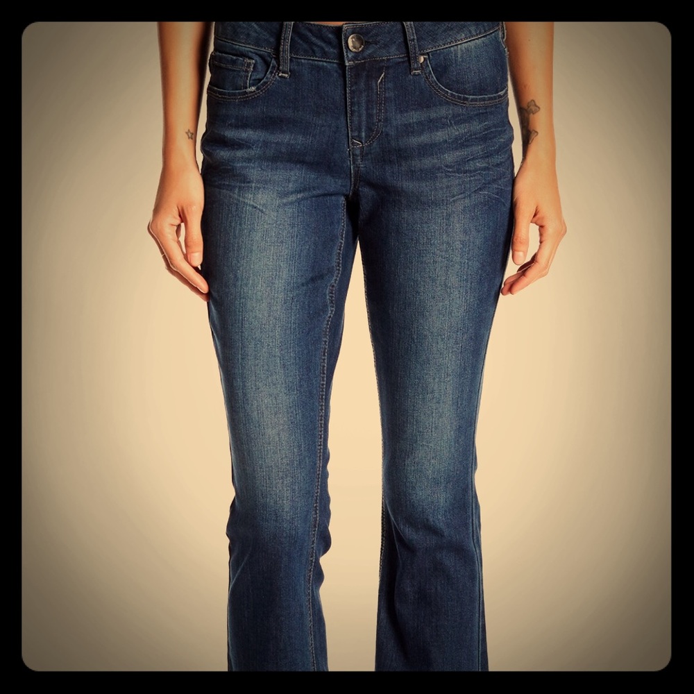 Seven7 Premium Wide Cropped Dark Blue Jeans 28